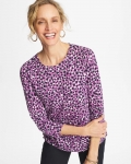 Chicos Printed Slub Button Detail Tee - VIOLET SHADOW Chicos Printed Slub Button Detail Tee - VIOLET SHADOW