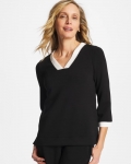 Chicos Zenergy® Soft Caviar Bead Contrast Top - BLACK