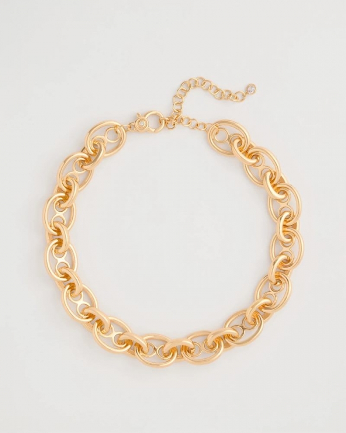 Chicos Mariner Goldtone Link Necklace - GOLD