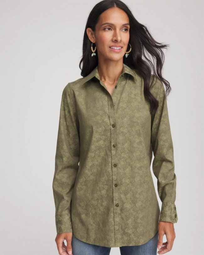 Chicos No Iron Jacquard Shirt - SAGE MEADOW Chicos No Iron Jacquard Shirt - SAGE MEADOW