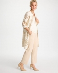 Chicos Long Faux Leather Kimono - ECRU