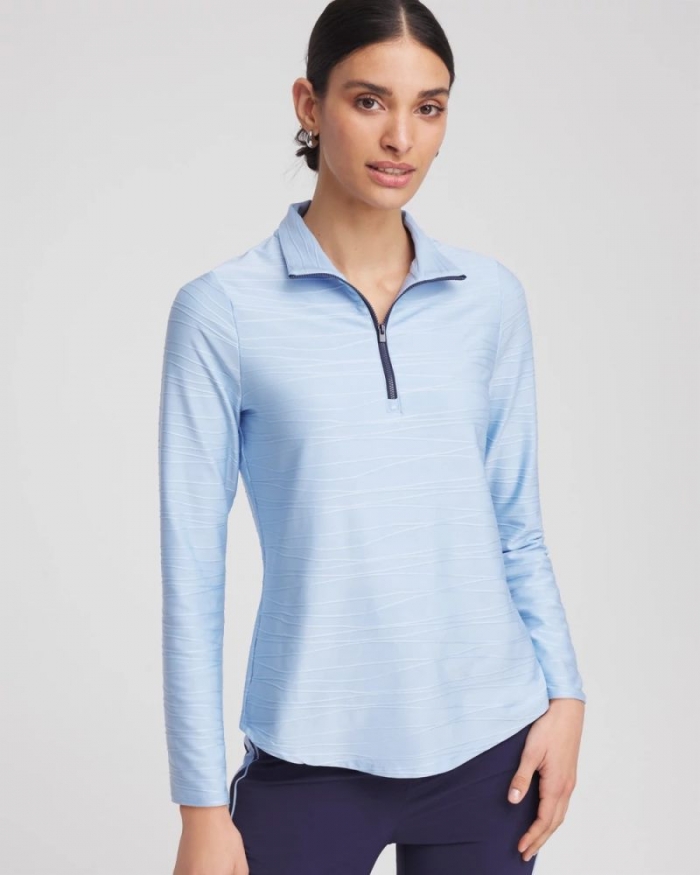 Chicos Zenergy® UPF Wave Half Zip - CRYSTAL TOPAZ