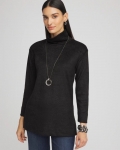 Chicos Cozy Mock Neck Jacquard Tunic - BLACK Chicos Cozy Mock Neck Jacquard Tunic - BLACK