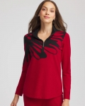Chicos Zenergy® Luxe Printed Pullover Top - CARMINE RED