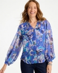 Chicos Georgette Paisley Blouse - AMPARO BLUE