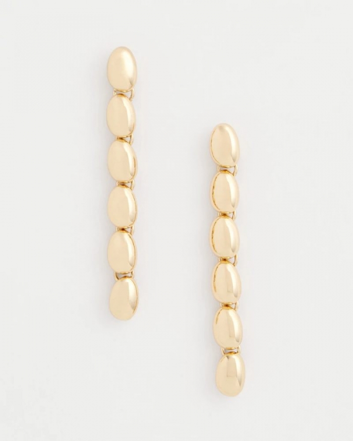 Chicos Gold Linear Bead Earrings - GOLD