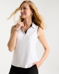 Chicos Zenergy® UPF Contrast Polo - ALABASTER Chicos Zenergy® UPF Contrast Polo - ALABASTER