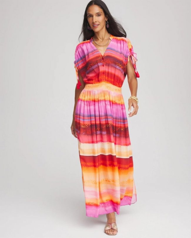 Chicos Rio Sunset Maxi Dress - RED GLOW