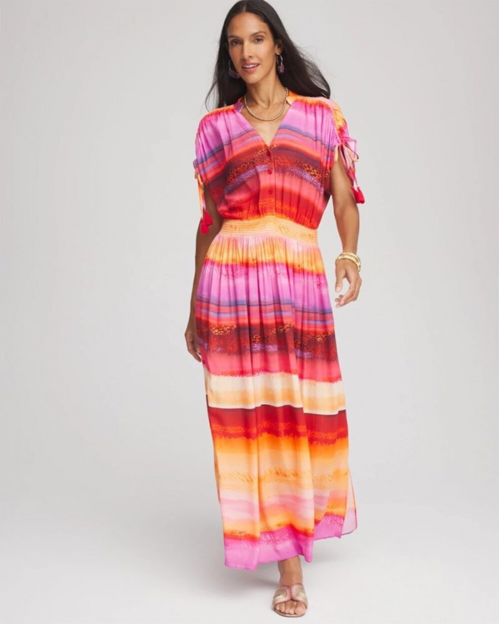 Chicos Rio Sunset Maxi Dress - RED GLOW