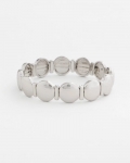 Chicos Silver Textured Circle Stretch Bracelet - SILVER Chicos Silver Textured Circle Stretch Bracelet - SILVER