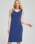Chicos Travelers™ Convertible Sleeveless Tank Dress - BLUE CASA