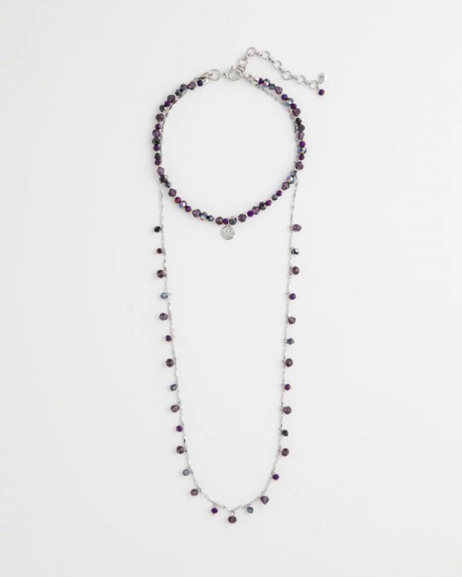 Chicos Convertible Purple Long Short Necklace - PURPLE