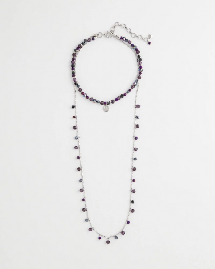 Chicos Convertible Purple Long Short Necklace - PURPLE