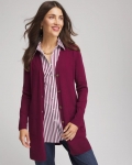 Chicos Ella Pocketed Cardigan Sweater - DEEP CHIANTI