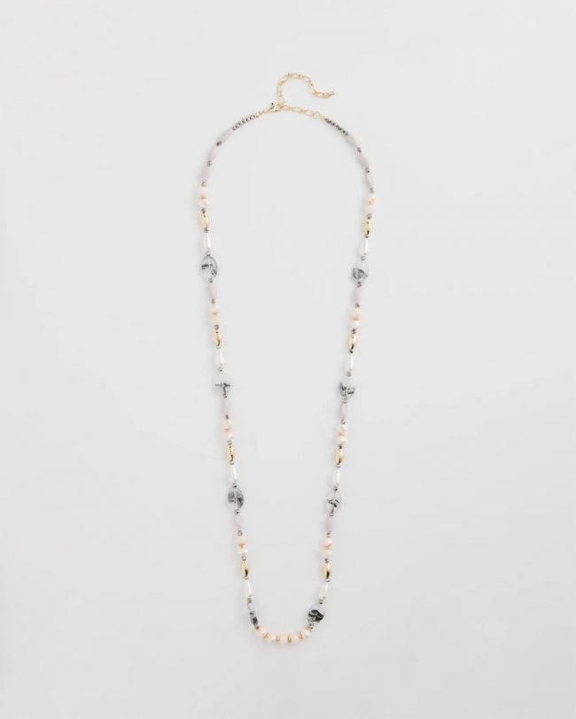 Chicos Pink Art Deco Beaded Necklace - PINK