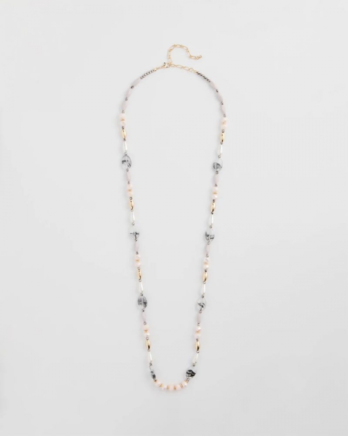 Chicos Pink Art Deco Beaded Necklace - PINK