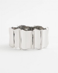 Chicos Silvertone Wave Stretch Cuff Bracelet - SILVER