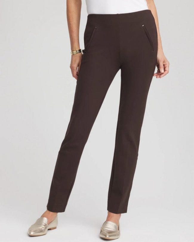 Chicos Juliet Slim Trim Detail Ankle Pants - COCOA BEAN