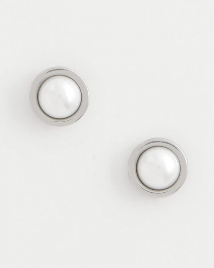 Chicos Silver Pearl Stud Earrings - PEARL