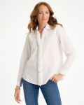 Chicos Linen Flower Embellished Blouse - ALABASTER Chicos Linen Flower Embellished Blouse - ALABASTER