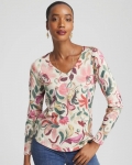Chicos Ella V-Neck Floral Pullover Sweater - ENGLISH CREAM Chicos Ella V-Neck Floral Pullover Sweater - ENGLISH CREAM