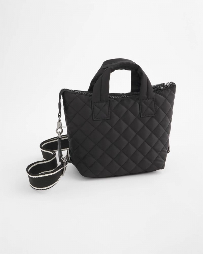 Chicos Quilted Cross Body Sport Tote Bag - BLACK