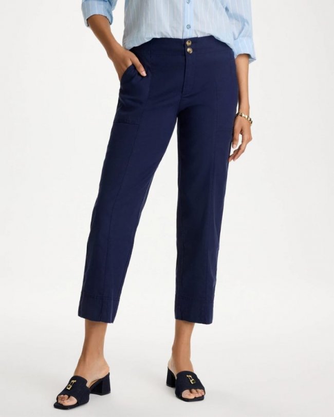 Chicos Relaxed Linen Crop Pant - PASSPORT BLUE
