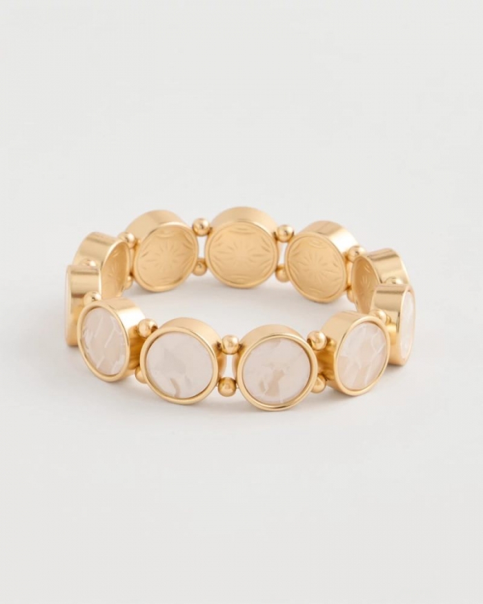 Chicos Pearlescent Goldtone Stretch Bracelet - GOLD