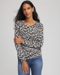 Chicos Animal Crewneck Cardigan - ENGLISH CREAM Chicos Animal Crewneck Cardigan - ENGLISH CREAM