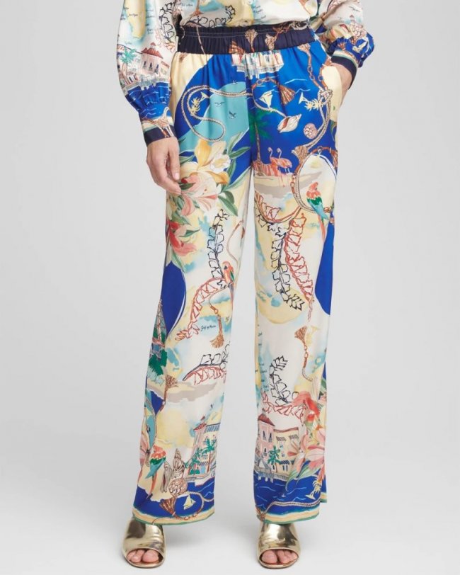 Chicos Sanibel Island Print Pants - ENGLISH CREAM