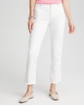 Chicos Girlfriend Frayed Cropped No Stain Jeans - ALABASTER