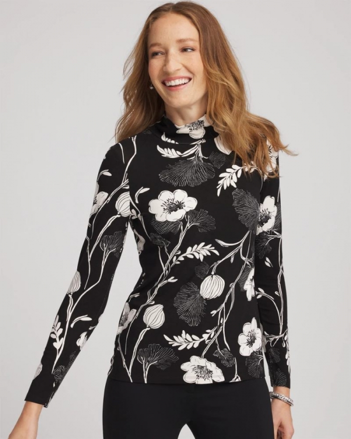 Chicos Touch of Cool™ Mockneck Layering Tee - BLACK
