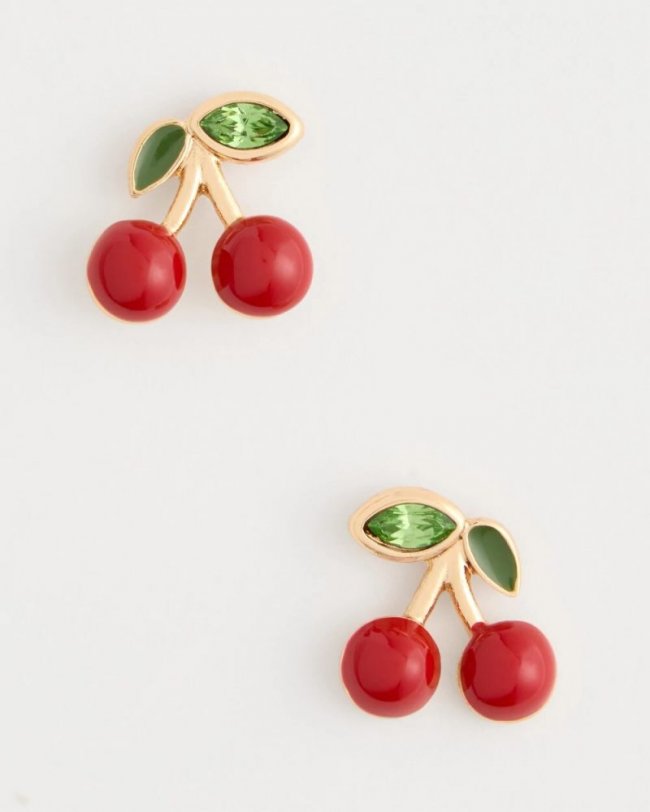 Chicos Red Cherry Stud Earrings - RED