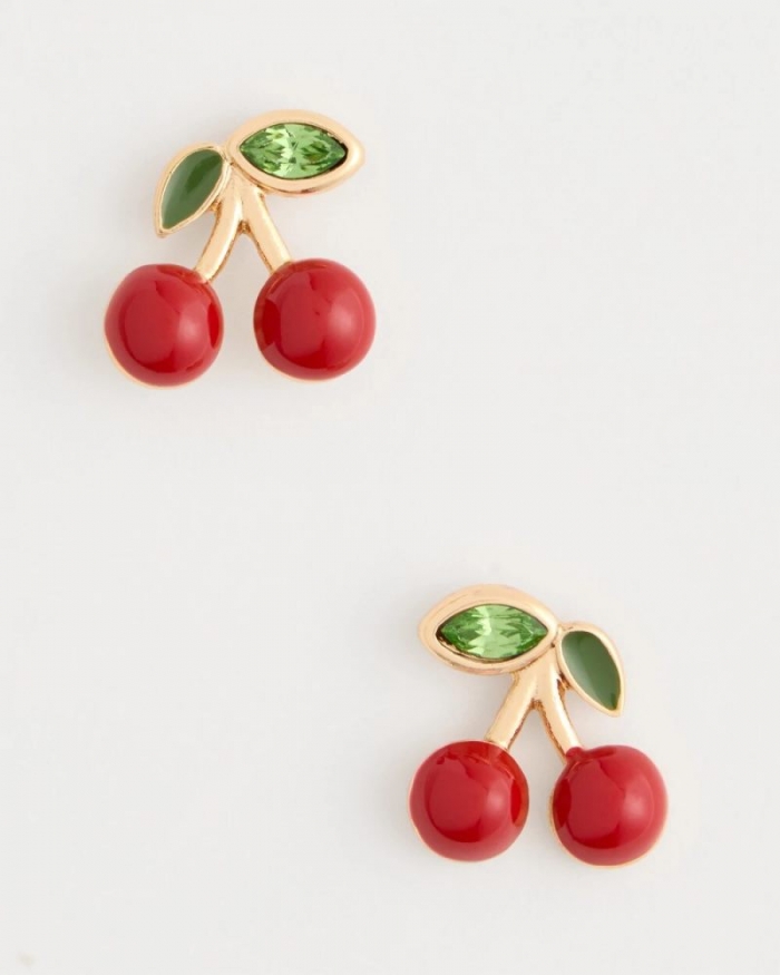 Chicos Red Cherry Stud Earrings - RED