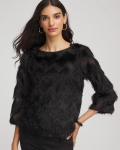 Chicos Chevron Fringe Party Top - BLACK Chicos Chevron Fringe Party Top - BLACK
