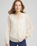 Chicos Chevron Blouson Sleeve Blouse - ECRU Chicos Chevron Blouson Sleeve Blouse - ECRU