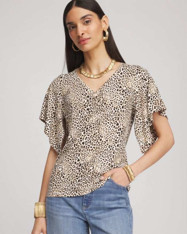 Chicos Touch of Cool™ Handkerchief-Sleeve V-Neck Tee - ECRU