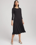 Chicos Ponte A-line Midi Dress - BLACK Chicos Ponte A-line Midi Dress - BLACK