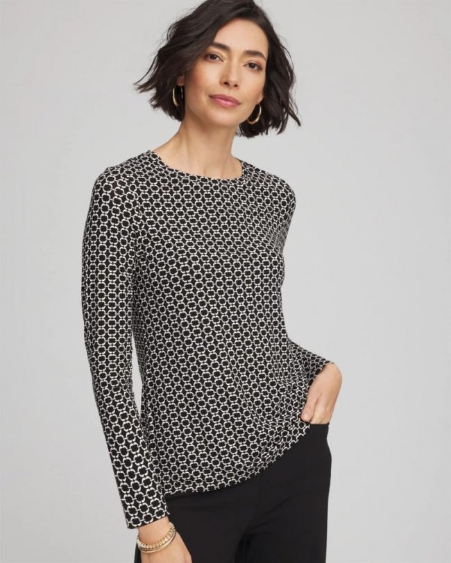 Chicos Touch of Cool™ Crewneck Layering Tee - BLACK Chicos Touch of Cool™ Crewneck Layering Tee - BLACK