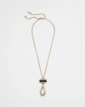 Chicos Adjustable Amulet Pendant Necklace - BLACK/GOLD Chicos Adjustable Amulet Pendant Necklace - BLACK/GOLD