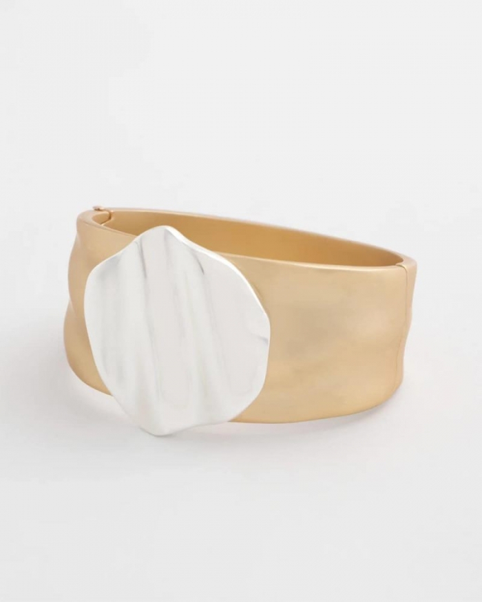 Chicos Mixed Metal Crinkle Cuff - MIXED METALS