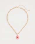 Chicos Coral Agate Short Pendant Necklace - CORAL
