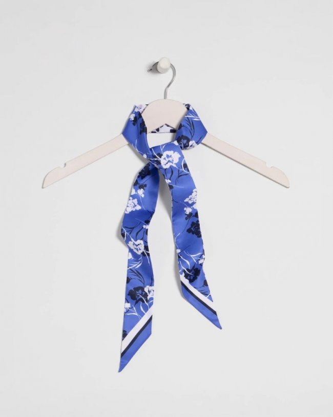 Chicos Dutch Floral Polka-Dot Skinny Scarf - AMPARO BLUE Chicos Dutch Floral Polka-Dot Skinny Scarf - AMPARO BLUE