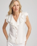 Chicos Crepe Ruffle-Trim Blouse - ECRU Chicos Crepe Ruffle-Trim Blouse - ECRU