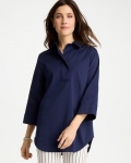 Chicos No Iron Stretch Popover Tunic - PASSPORT BLUE
