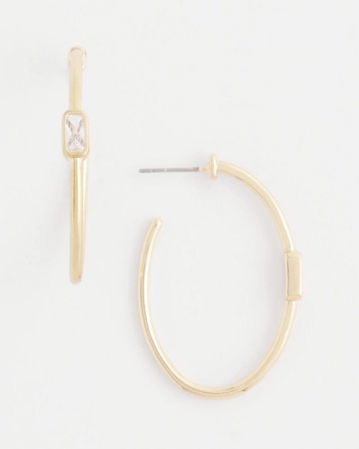 Chicos Gold Oval Hoop Earrings - GOLD