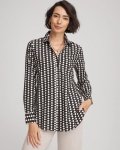Chicos No Iron Printed Sateen Shirt - BLACK Chicos No Iron Printed Sateen Shirt - BLACK