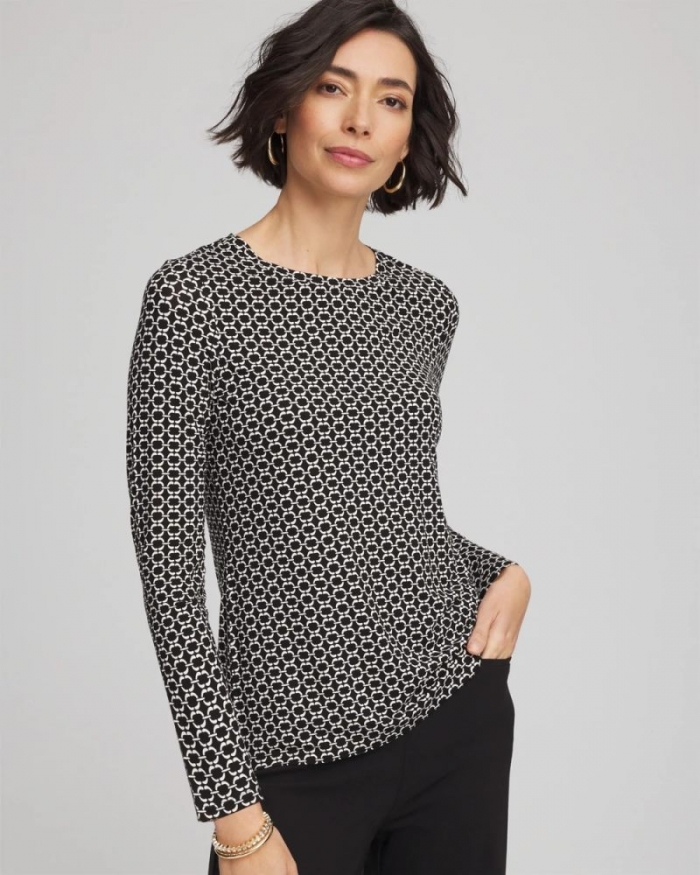 Chicos Touch of Cool™ Crewneck Layering Tee - BLACK