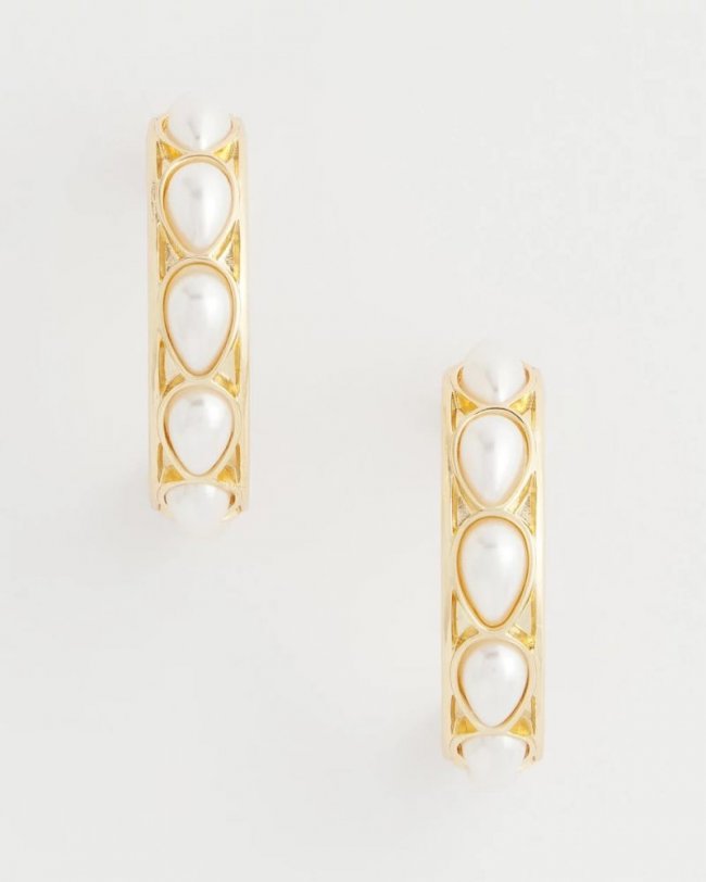 Chicos No Droop® Faux Pearl Hoop Earrings - PEARL