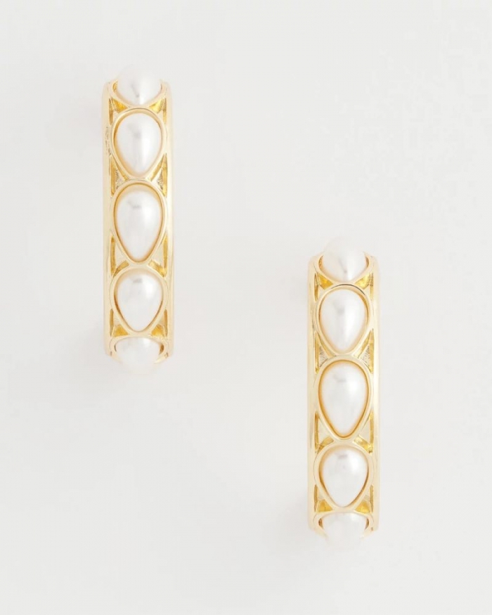Chicos No Droop® Faux Pearl Hoop Earrings - PEARL